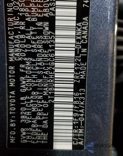 2016 Toyota Corolla L из США, поврежденный, VIN 2T1BURHE2GC611357